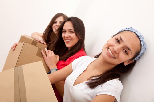 Packed boxes and furniture prepared for storage in Croydon