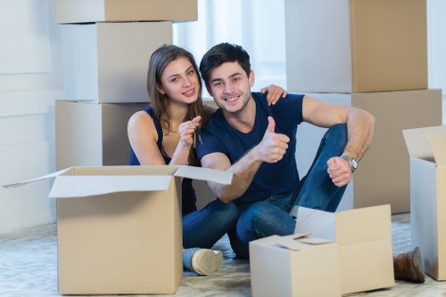 Boxes and furniture prepared for a home move in Croydon
