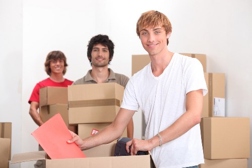 Packed boxes and furniture ready for a Croydon flat relocation